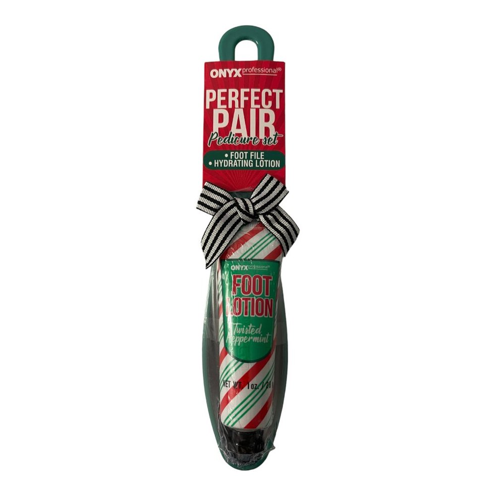 New In Package Onyx Perfect Pair Pedicure Set Twisted Peppermint File & Lotion